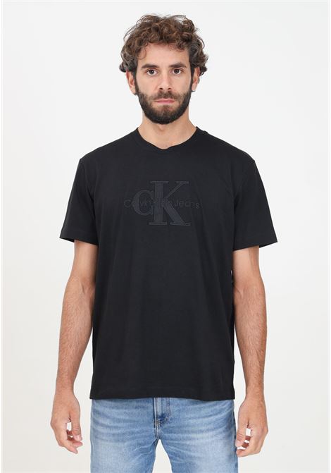 Men's black short-sleeved T-shirt with logo embroidery CALVIN KLEIN JEANS | J30J325916BEHBEH